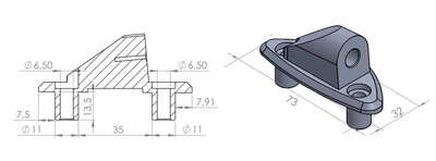 Adapter lusterek PUIG Hi-Tech do owiewek (9571N, prawy)