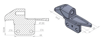 Adapter lusterek PUIG Hi-Tech do owiewek (9574N, prawy)