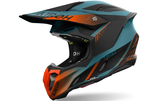 Kask cross AIROH TWIST 3 DIRT MATT czarny pomarańczowy fluo