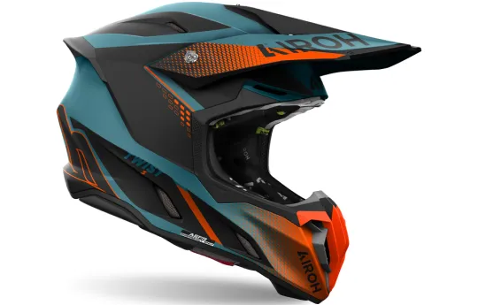 Kask cross AIROH TWIST 3 DIRT MATT czarny pomarańczowy fluo