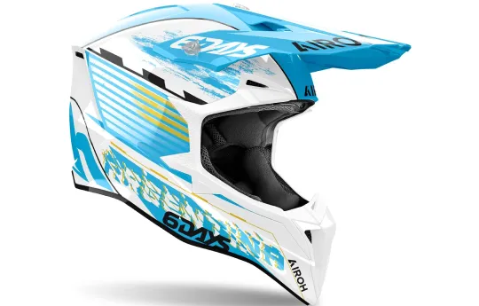 Kask cross AIROH WRAAAP CONQUER ORANGE MATT czarny szary pomarańczowy fluo