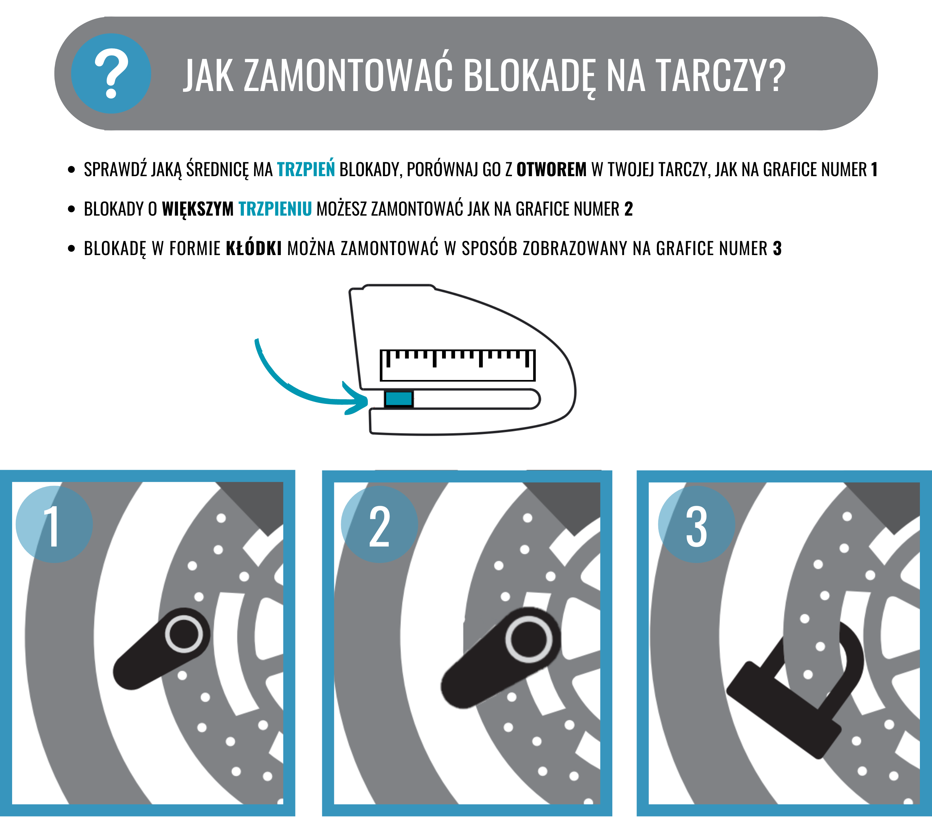 Blokada na tarczę hamulcową AUVRAY DK10 STEEL szary czarny