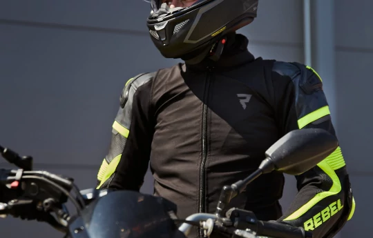 Kombinezon dwuczęściowy REBELHORN REBEL BLACK/FLO RED czarny czerwony fluo szary