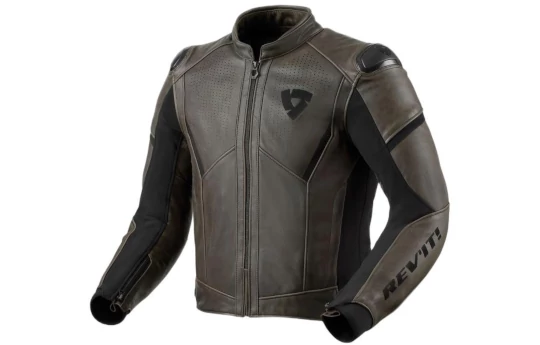 Kurtka skórzana REVIT PARALLAX BLACK/OLIVE czarny zielony