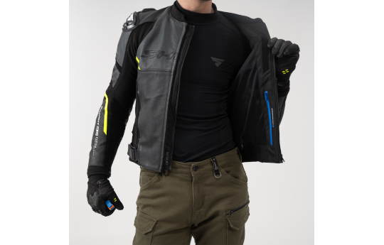 Kurtka skórzana SHIMA BANDIT 2.0 FLUO czarny biały żółty fluo