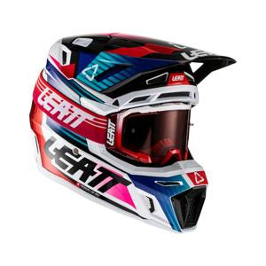 Kask motocyklowy LEATT MOTO 8.5 V22 ROYAL (+GOGLE VELOCITY 5.5) niebieski biały czerwony czarny różowy