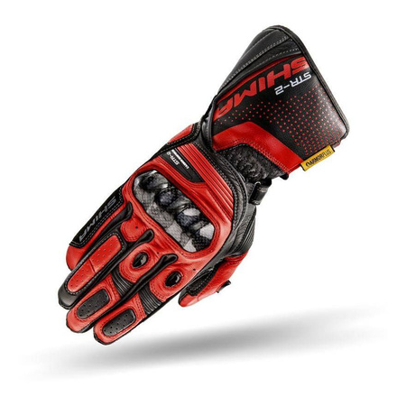 Rękawice motocyklowe sportowe skórzane Shima STR-2 GLOVES czarny/czerwony