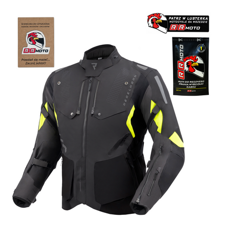 Kurtka motocyklowa tekstylna miejska/turystyczna Rebelhorn HIKER IV czarny-antracyt-żółty fluo