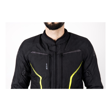 Kurtka motocyklowa tekstylna miejska OZONE DELTA IV czarna żółty fluo