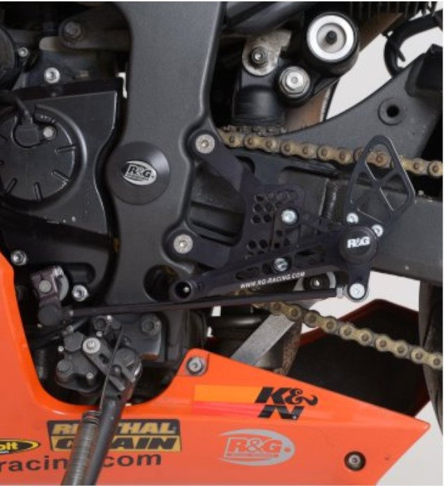 Podnóżki regulowane R&G Kawasaki ZX6-R 05-13 Road Gearbox zestaw