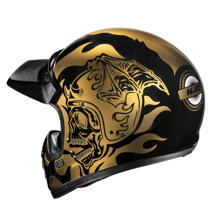 Kask motocyklowy HJC V60 Flame czarny/złoty