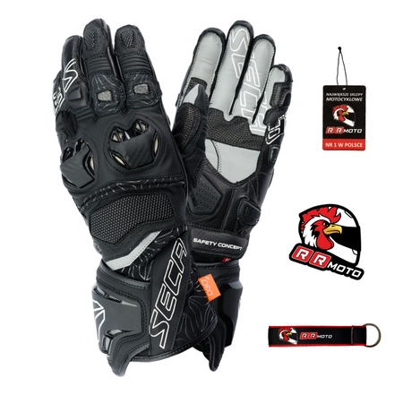 Rękawice motocyklowe SECA UKEMI PRO BLACK czarny szary