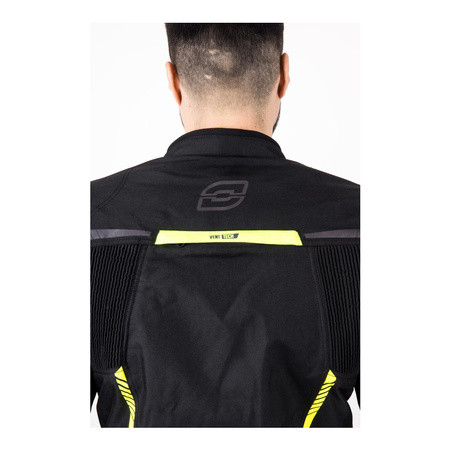 Kurtka motocyklowa tekstylna miejska OZONE DELTA IV czarna żółty fluo