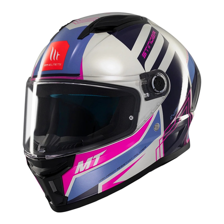 Kask motocyklowy MT STINGER 2 TRON WHITE/PINK/BLUE
