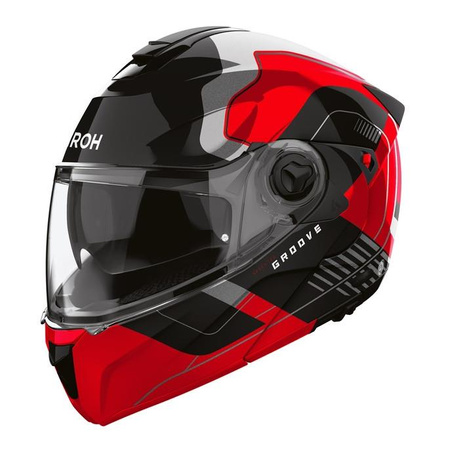 Kask motocyklowy AIROH SPECKTRE GROOVE RED GLOSS czerwony szary czarny