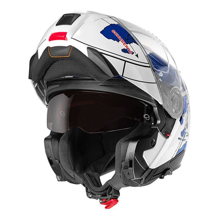 Kask motocyklowy SCHUBERTH C5 ECE GLOBE BLUE biały niebieski czerwony