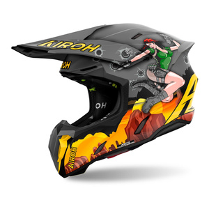 Kask motocyklowy AIROH TWIST 3 ADVENTURE MATT szary pomarańczowy zielony