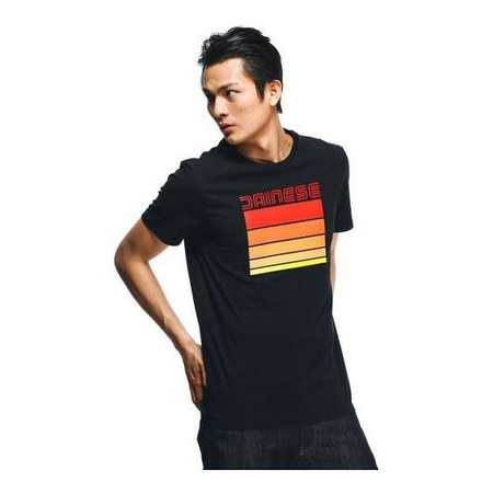 Koszulka codzienna T-shirt DAINESE STRIPES BLACK/RED czarny czerwony