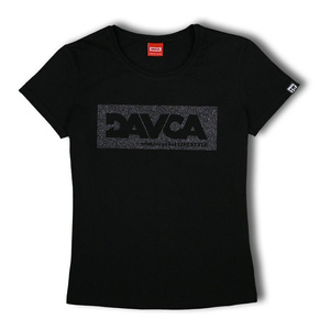 Koszulka codzienna T-shirt damski DAVCA LOGO BLACK GLITTER czarny