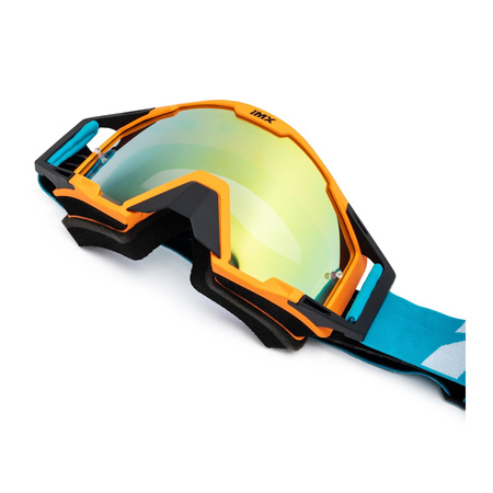 Gogle motocyklowe IMX Sand Orange Matt/Blue/White - Szyba Orange Iridium + Clear (2 Szyby W Zestawie)