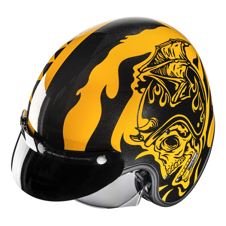 Kask motocyklowy otwarty HJC V31 Flame żółty/czarny