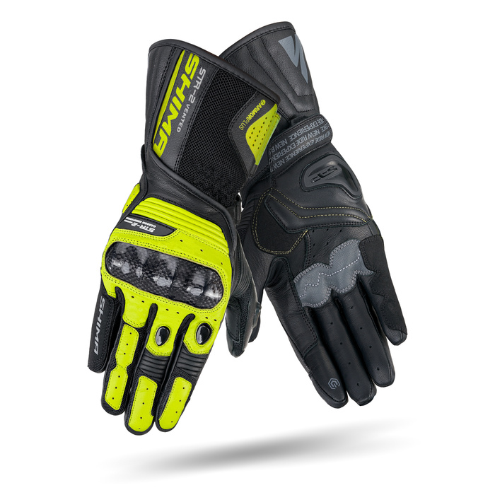 Rękawice motocyklowe skórzane sportowe Shima STR-2 VENT GLV fluo