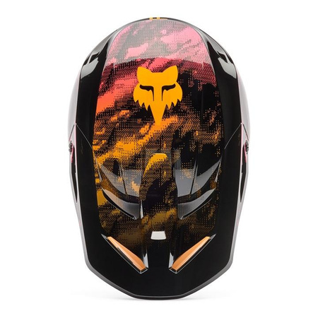 Kask cross dziecięcy FOX JUNIOR V1 KAIROS TANGERINE czarny pomarańczowy