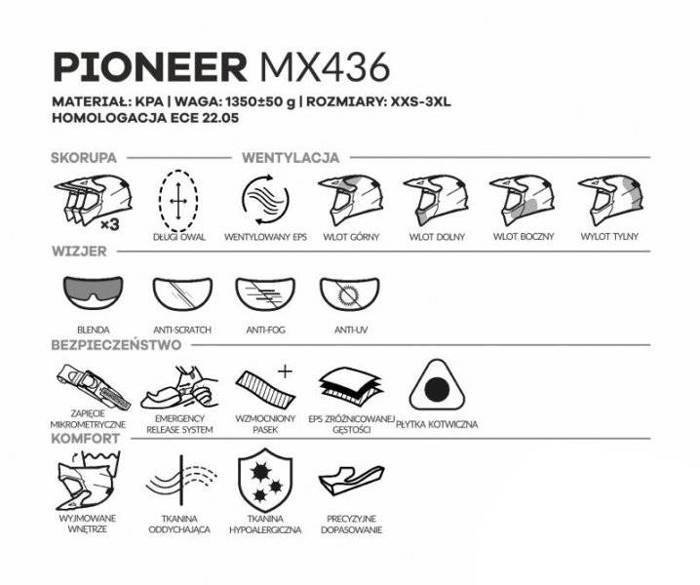 Kask off-road LS2 MX436 Pioneer Evo Matt - czarny matowy