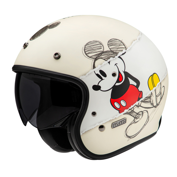 Kask motocyklowy otwarty HJC V31 Disney Mickey Sketch beżowy