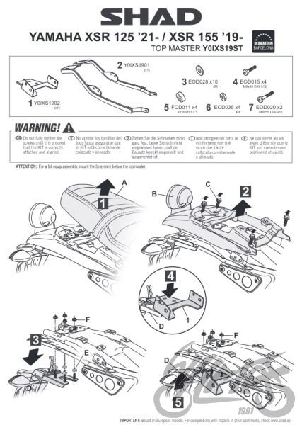 Stelaż kufra tylnego SHAD do Yamaha XSR 125
