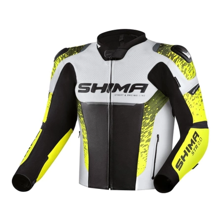 Kurtka motocyklowa skórzana sportowa Shima STR 2.0 biały/fluo