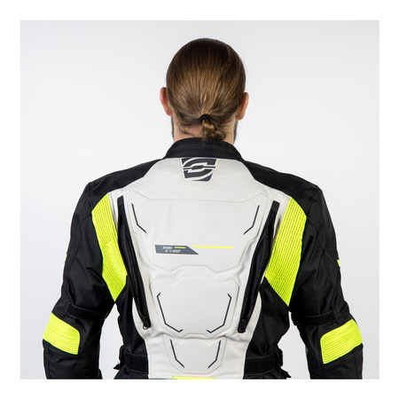 Kurtka motocyklowa tekstylna miejska OZONE SAHARA czarna szary żółty fluo