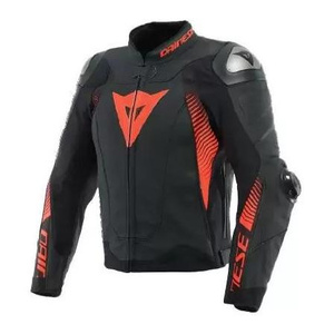Kurtka skórzana DAINESE SUPER SPEED 4 PERFORATED BLACK/FLUO RED czarny czerwony fluo