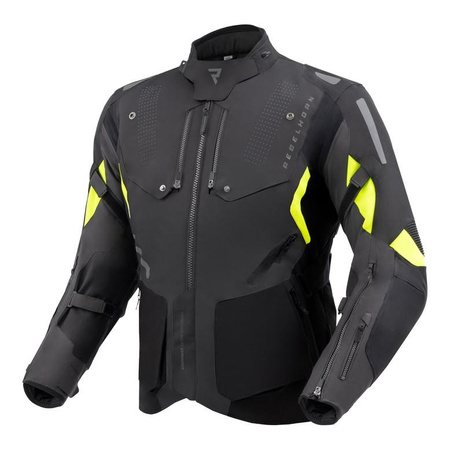 Kurtka motocyklowa tekstylna miejska/turystyczna Rebelhorn HIKER IV czarny-antracyt-żółty fluo