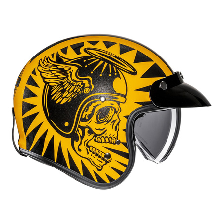 Kask motocyklowy otwarty HJC V31 Flame żółty/czarny