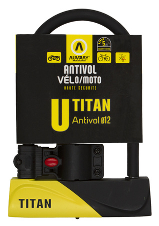 Zapięcie Motocyklowe AUVRAY TITAN 245 – U-Lock z Uchwytem, 165 mm x 245 mm – Uniwersalny