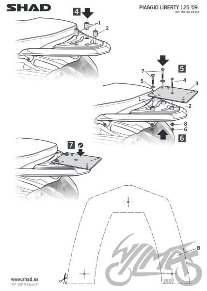 Stelaż kufra tylnego SHAD do Piaggio Liberty