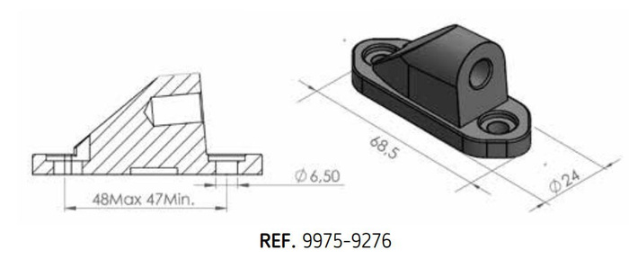 Adapter lusterek PUIG Hi-Tech do owiewek (9276N, lewy lub prawy)