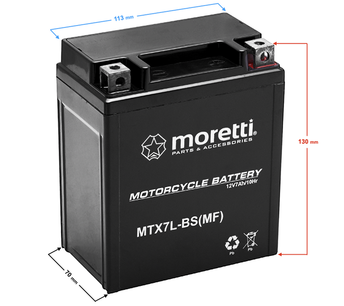 Akumulator motocyklowy MORETTI MTX7L-BS Żelowy