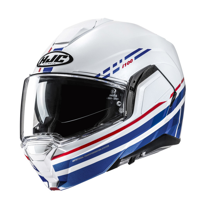 Kask motocyklowy szczękowy HJC I100 Sysma biały/niebieski