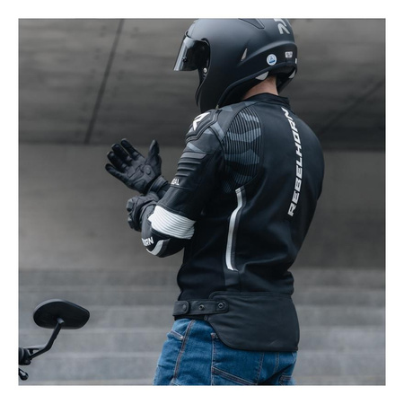 Kurtka motocyklowa skórzana Rebelhorn VANDAL czarny-biały