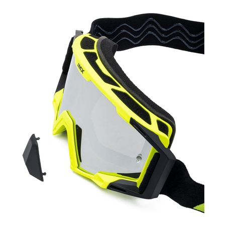 Gogle motocyklowe IMX Sand Fluo Yellow Matt/Black - Szyba Silver Iridium + Clear (2 Szyby W Zestawie)