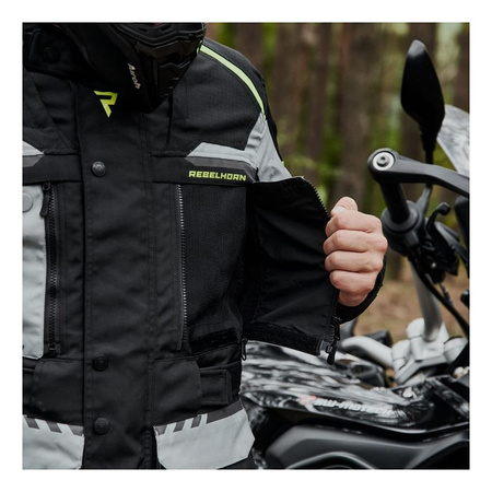 Kurtka motocyklowa tekstylna turystyczna Rebelhorn CUBBY IV czarny-żółty fluo