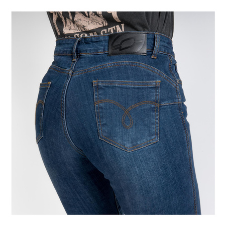 Damskie jeansy motocyklowe OZONE STRIKER SLIM FIT sprany niebieski