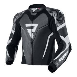Kurtka motocyklowa skórzana Rebelhorn REBEL czarny-biały
