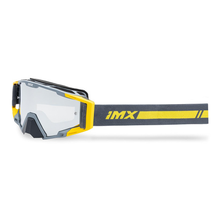 Gogle motocyklowe IMX Sand Grey Matt/Fluo Yellow - Szyba Silver Iridium + Clear (2 Szyby W Zestawie)