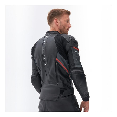 Kurtka motocyklowa skórzana Rebelhorn VELOCE czarny-szary-złoty