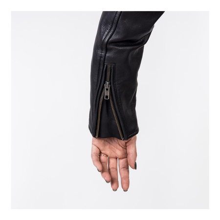 Damska kurtka motocyklowa skórzana ramoneska OZONE RAMONES MODERN matowy czarna