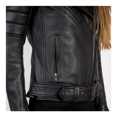 Damska kurtka motocyklowa skórzana ramoneska OZONE RAMONES MODERN matowy czarna