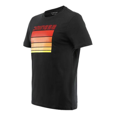 Koszulka codzienna T-shirt DAINESE STRIPES BLACK/RED czarny czerwony